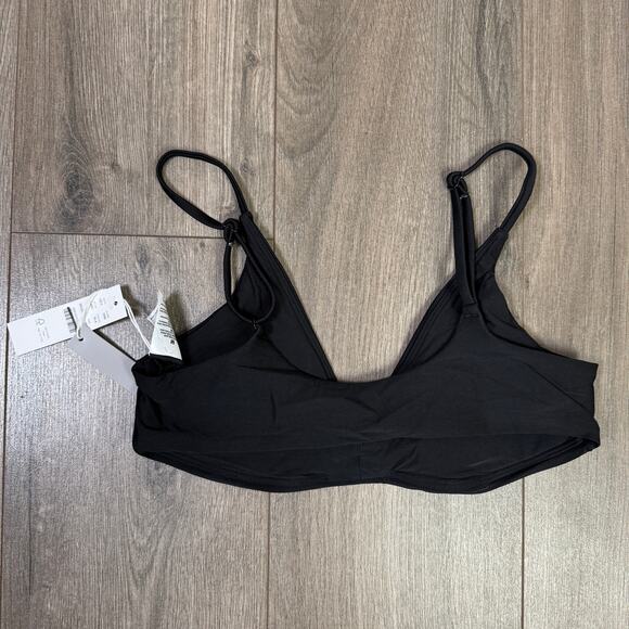 J.Crew Classic Sculpt Lana Bikini Top SZ M Black V-Neck Removable Pad Adjustable - Picture 6 of 8